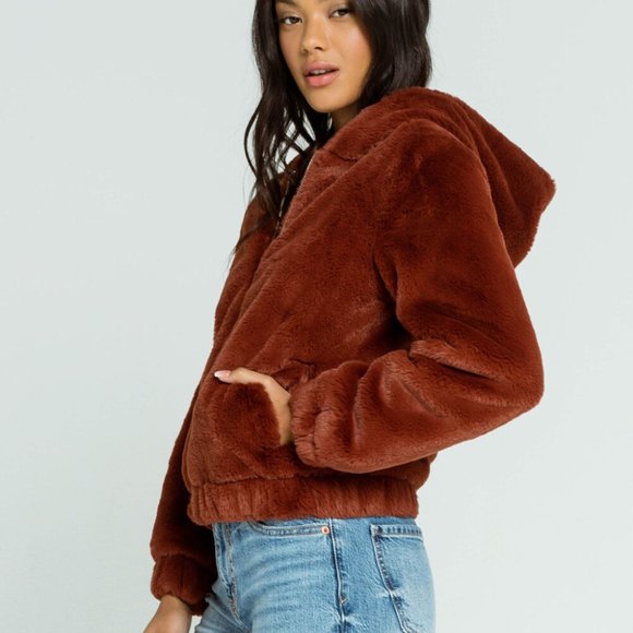 Full Tilt Faux Fur Hooded Bomber Jacket - Picture 10 of 12
